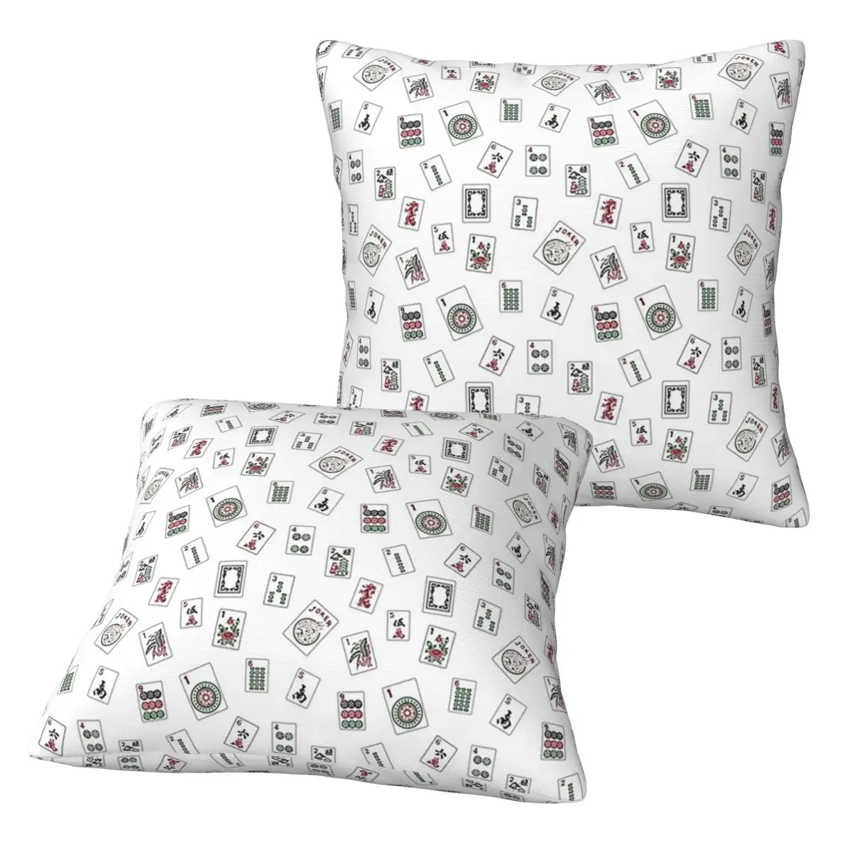 White Mahjong 2 pcs Square Pillowcase Pillow Cover Cushion Zip Decorative Comfort Throw Pillow for Home Sofa