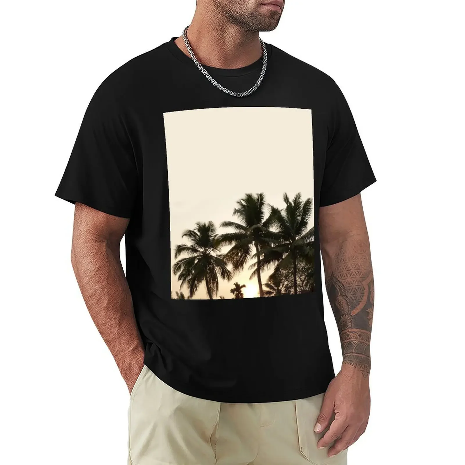 

Vintage Tropical Palm Trees Coconut Trees Sunset T-Shirt plus sizes blanks shirts men