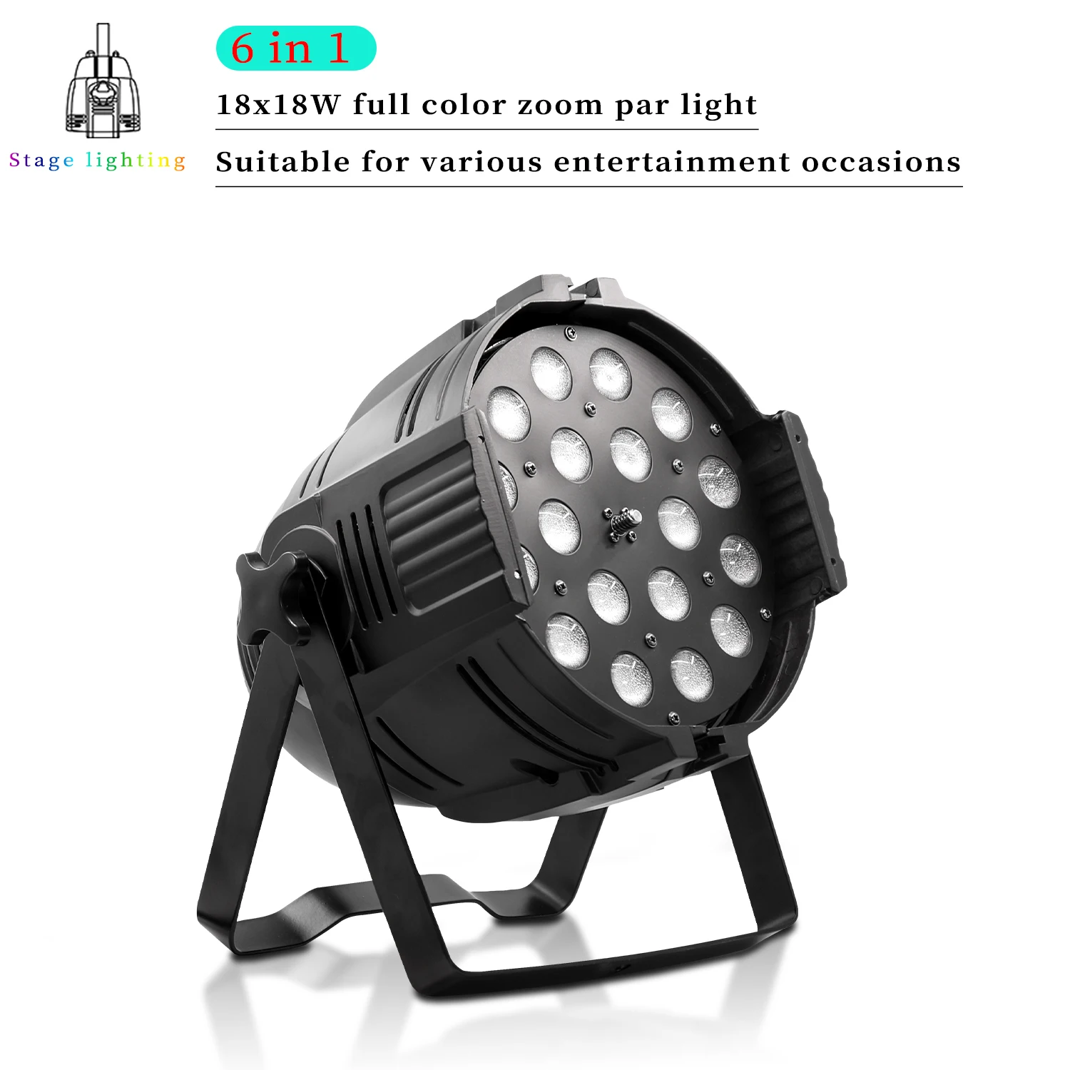 

18x18 Вт 6 в 1 RGBWA + УФ светодиодный номинальный светильник с функцией масштабирования 10-45 градусов с регулируемой яркостью DMX-управление для DJ Disco Party сценическое освещение