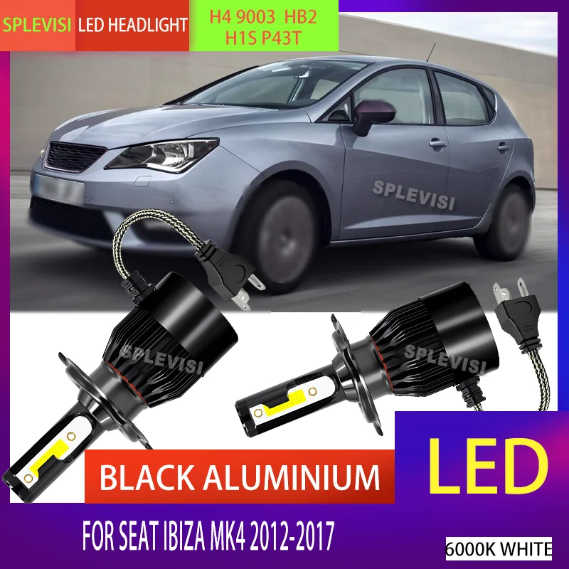 

6000K Pure White LED Headlights No Dark Spots High Low Beam Bulbs 9003 H4 for Seat Ibiza MK4 2012-2017 2012 2013 2014 20105 2016