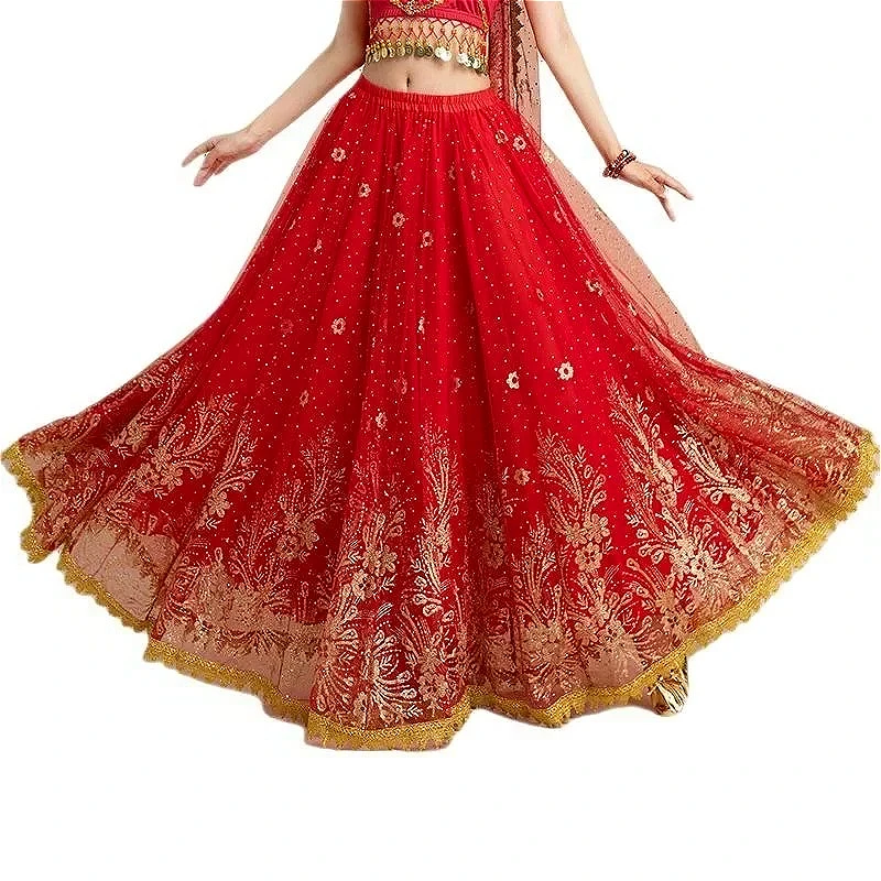 

Женская арабская юбка для танца на Хэллоуин, большая распашная танцевальная юбка, платье для танца живота, костюм, сексуальное танцовщица, выступление