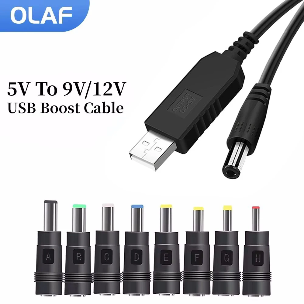 OLAF WiFi to Powerbank Cable Connector USB DC 5V to 9V/12V Cable Boost Converter Step-up Cord for Wifi Router Modem Fan Speaker