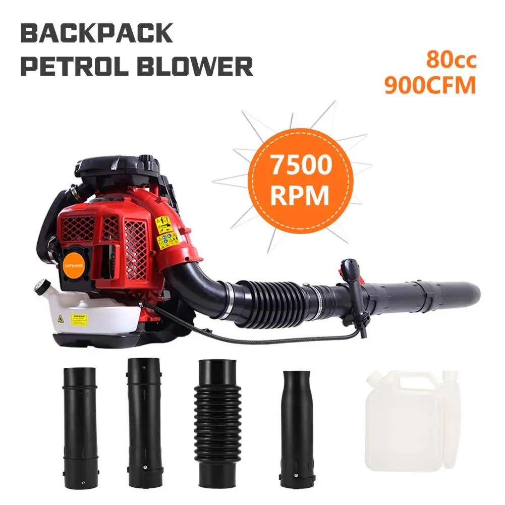 80CC 2-Stroke Gas Powered Leaf/Snow Blower 900CFM Air Volume Backpack Air Blower With 2.3L Tank Ergonomic Long Pipe  Dust Blower