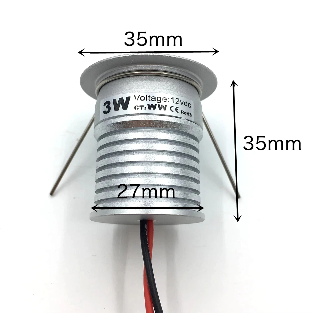 3W Led 30MM wpuszczane oświetlenie szafki Mini Spot led Downlight DC12V 24V pokaz biżuterii reflektory żarówka pokojowe oświetlenie sufitowe