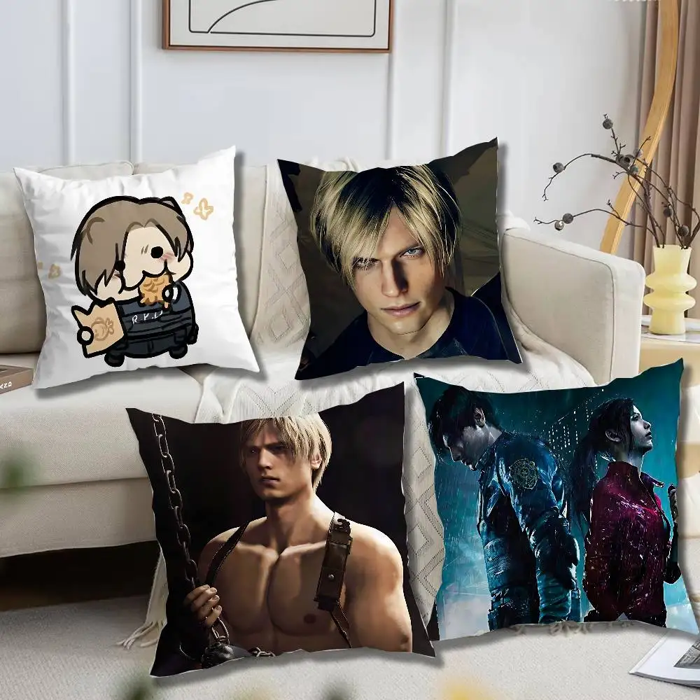 Leon K-Kennedy Pillow cases Organic Linen Pillow Case Double-Sided Print Cushion Cover for Sofa Home Decor Gift