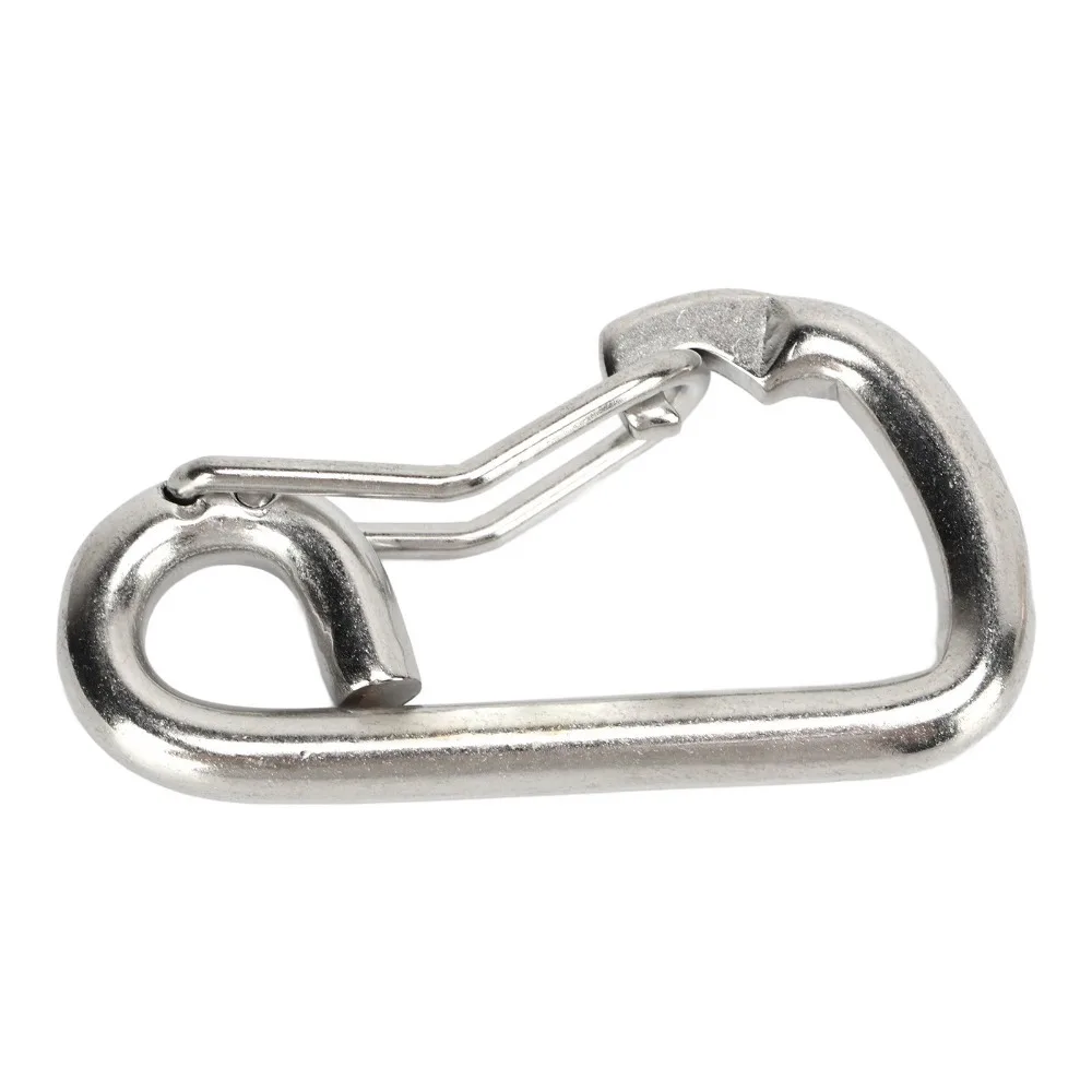 Durable 80mm Spring Snap Hook 316 Stainless Steel Bent Scuba Diving Safety Carabiner Quick Release Hook Marine Use