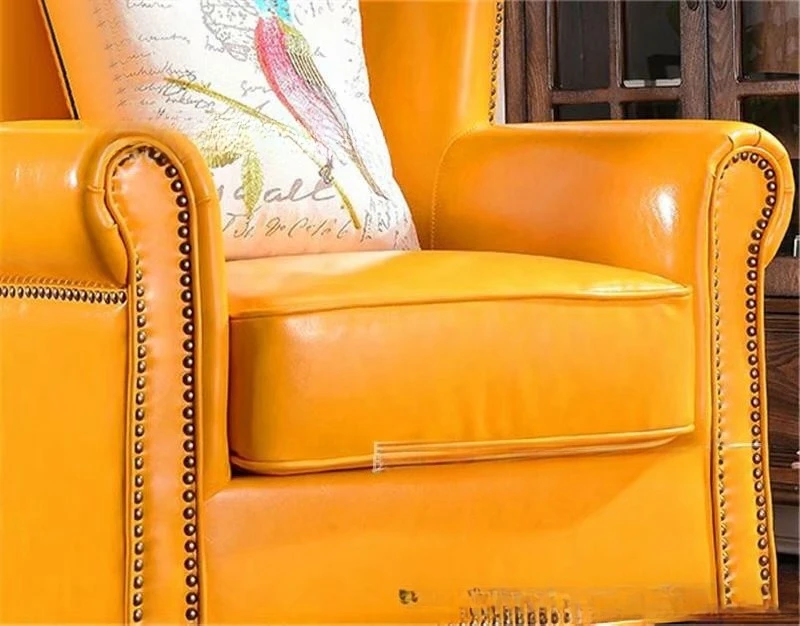 American single sofa chair living room leather soft bag high back sofa chair casual leather tiger chair