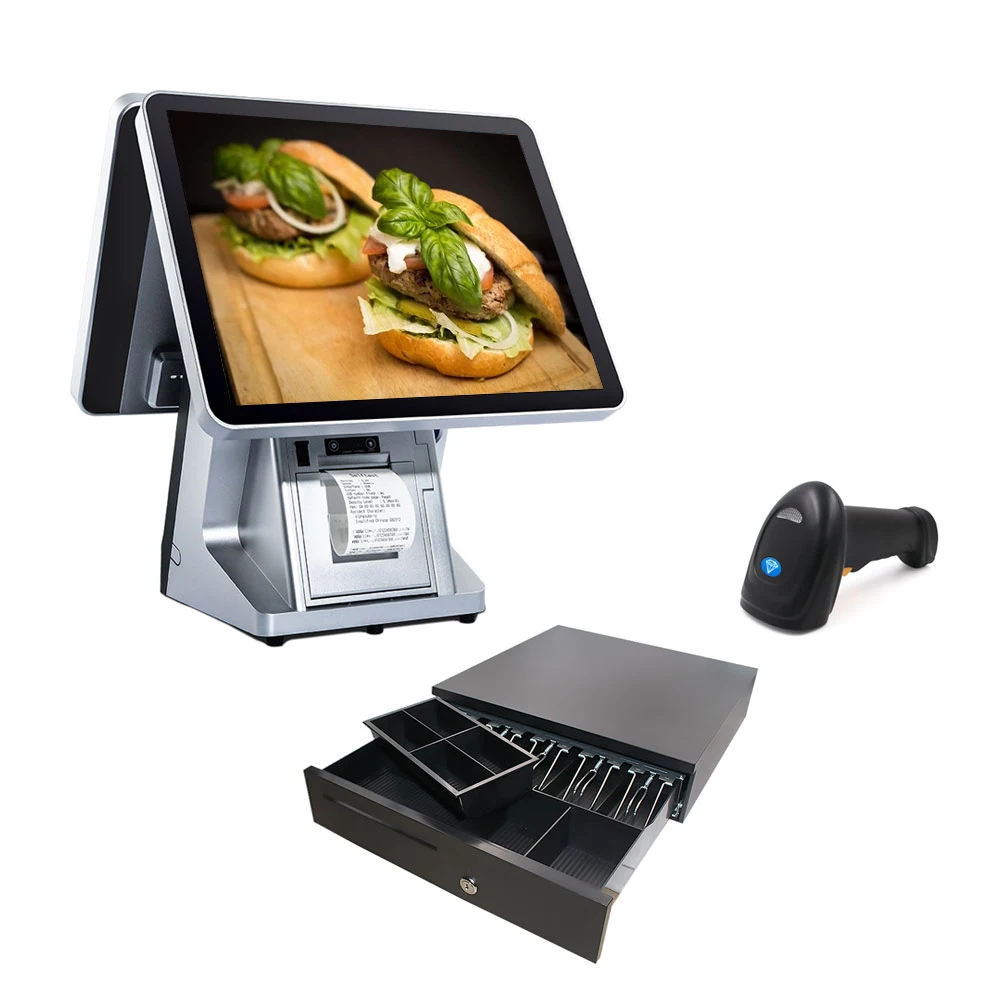 نظام الكل في واحد مقاس 15 بوصة يعمل بنظام Windows 10 ونظام تسجيل Pos للدرج النقدي للصيدلة