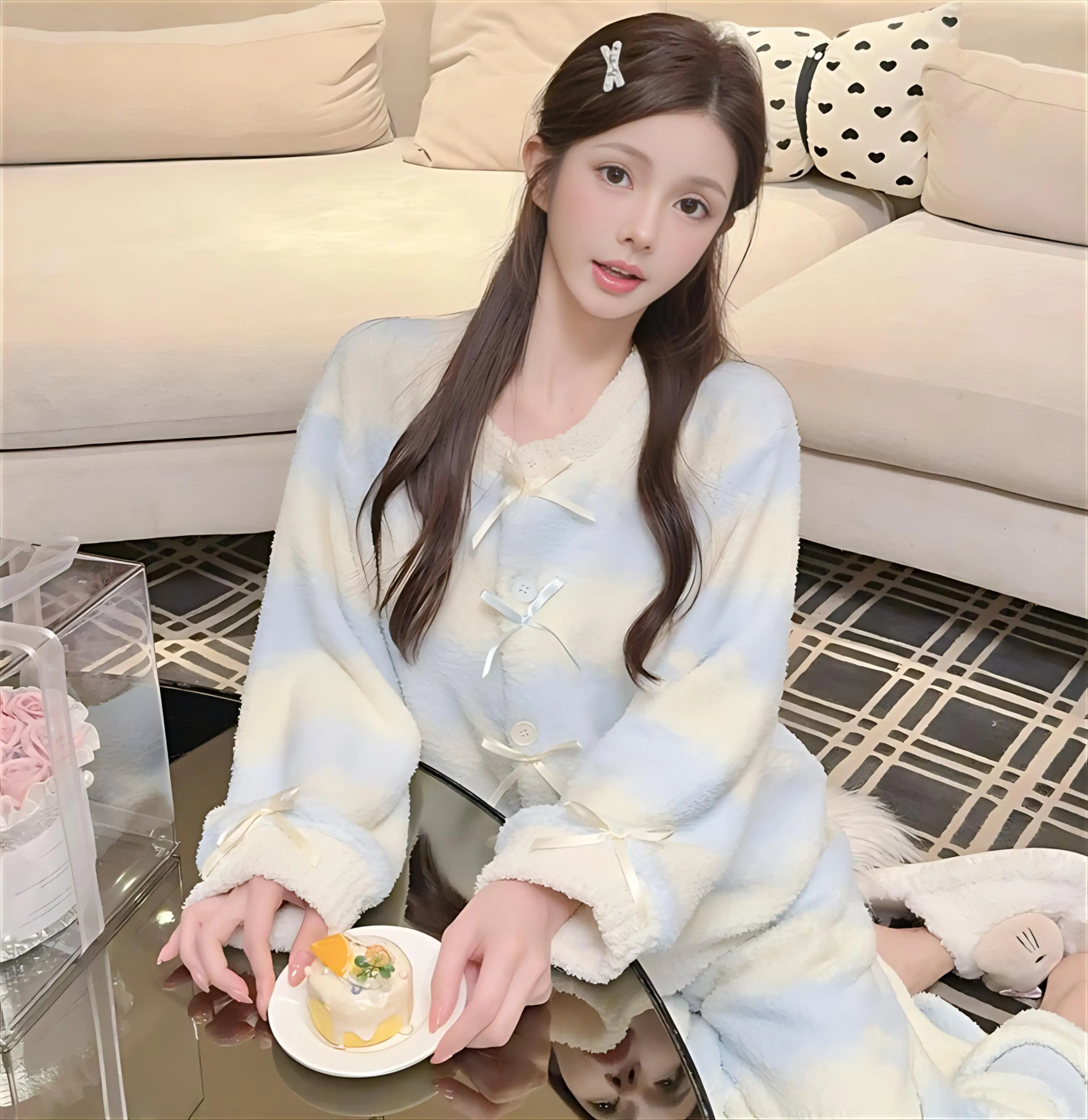 

Комплекты пижам: красные хлопковые женские флисовые пижамы с принтом звезд, зимние утепленные теплые пижамы для сна, уютный термокомплект для дома, простой и теплый.