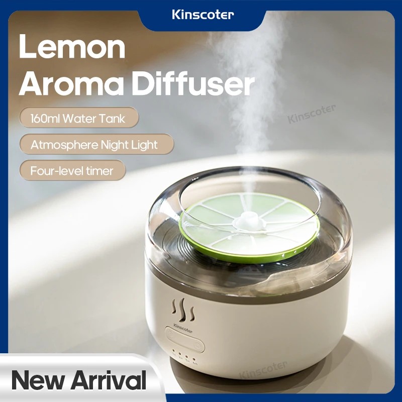 Lemon Essential Oil Aroma Diffuser 160ml USB Air Humidifier Sprayer with LED Colorful Night Light for Home Office Creative Gift