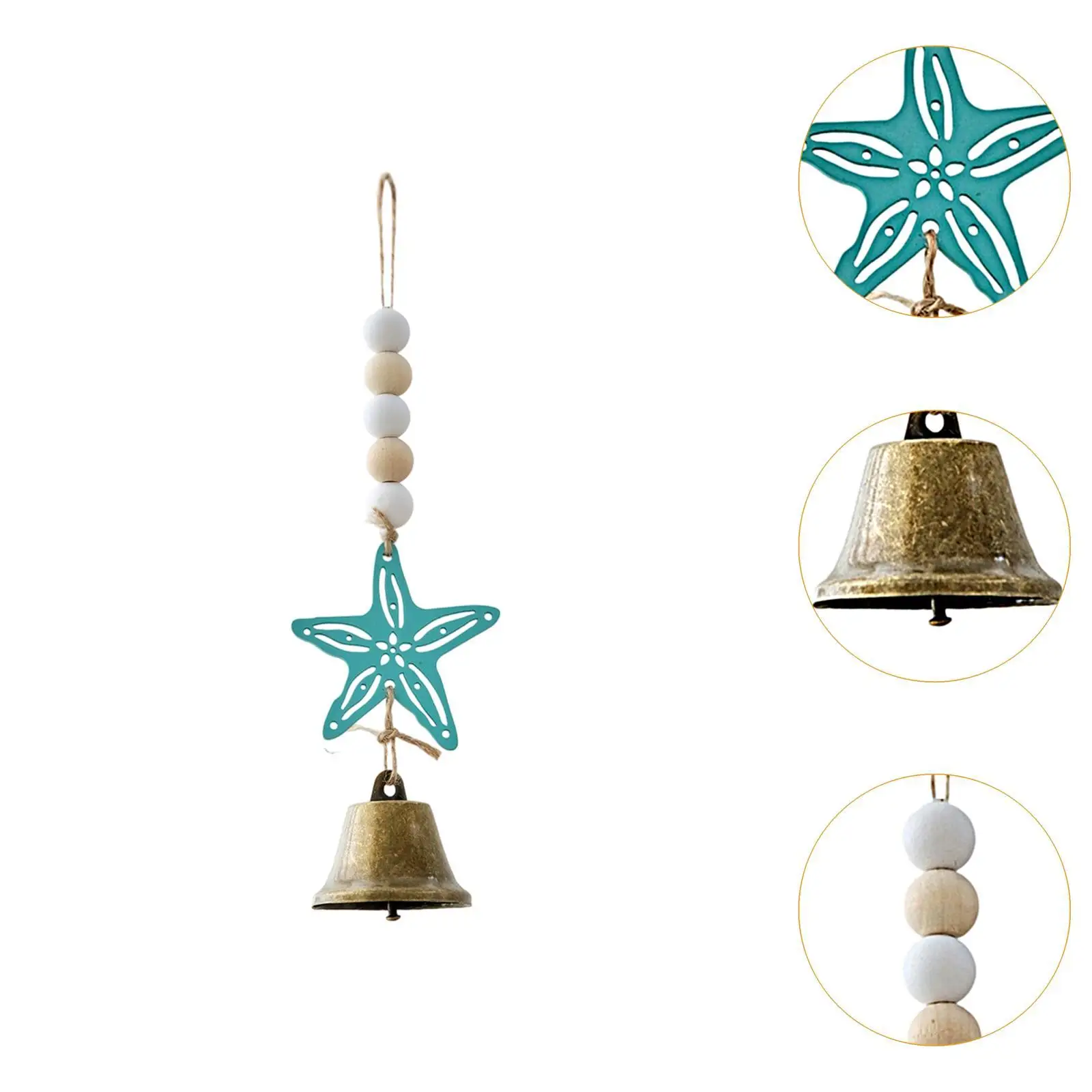 Nautical Wind Chime Pendant Wood Metal Ocean Bells for Garden Patio Porch Coastal Decor Housewarming Memorial Gift