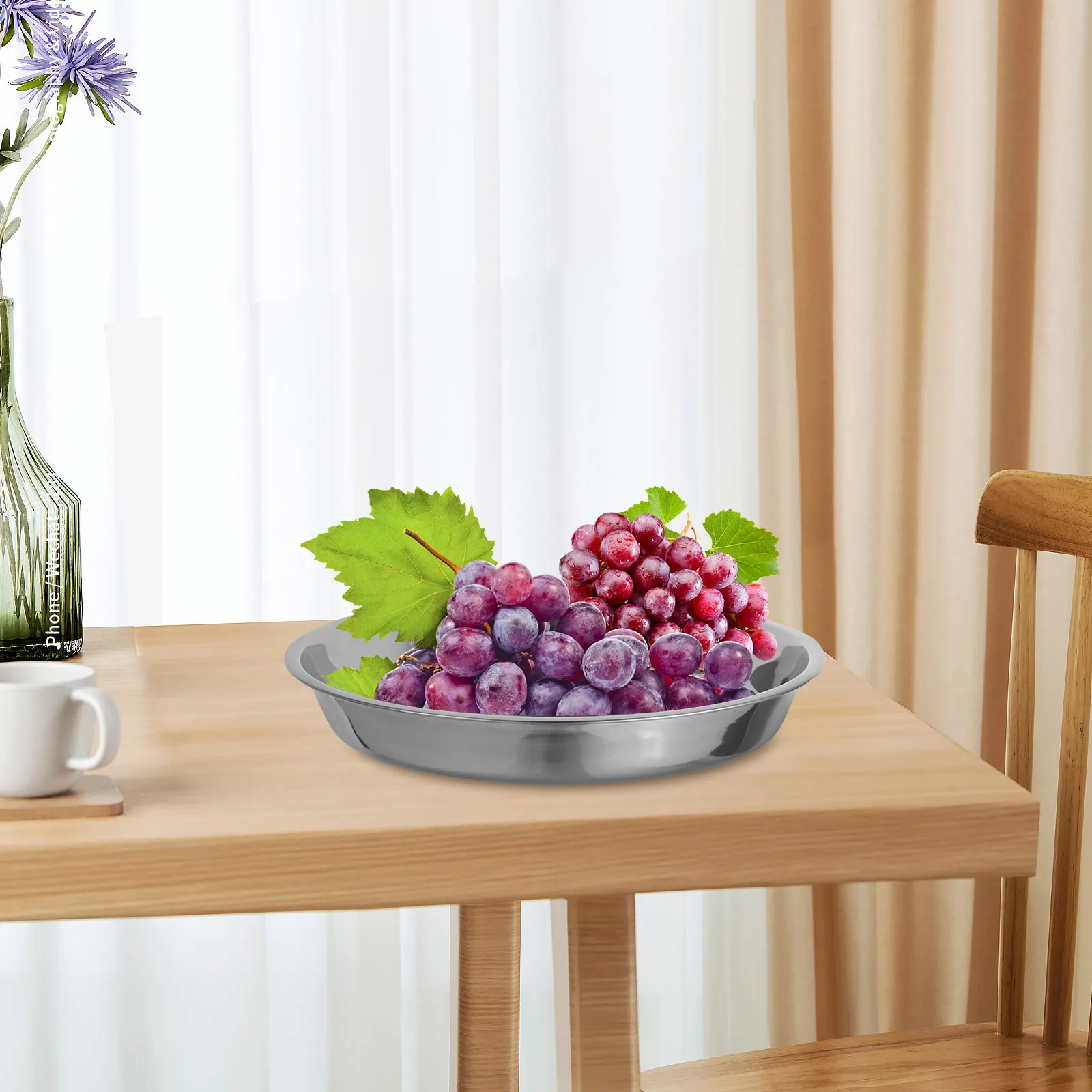 

Круглая тарелка из нержавеющей стали 26 см для фруктов, овощей, хлеба, салата, легкая, отлично подходит для улицы, тарелка из нержавеющей стали