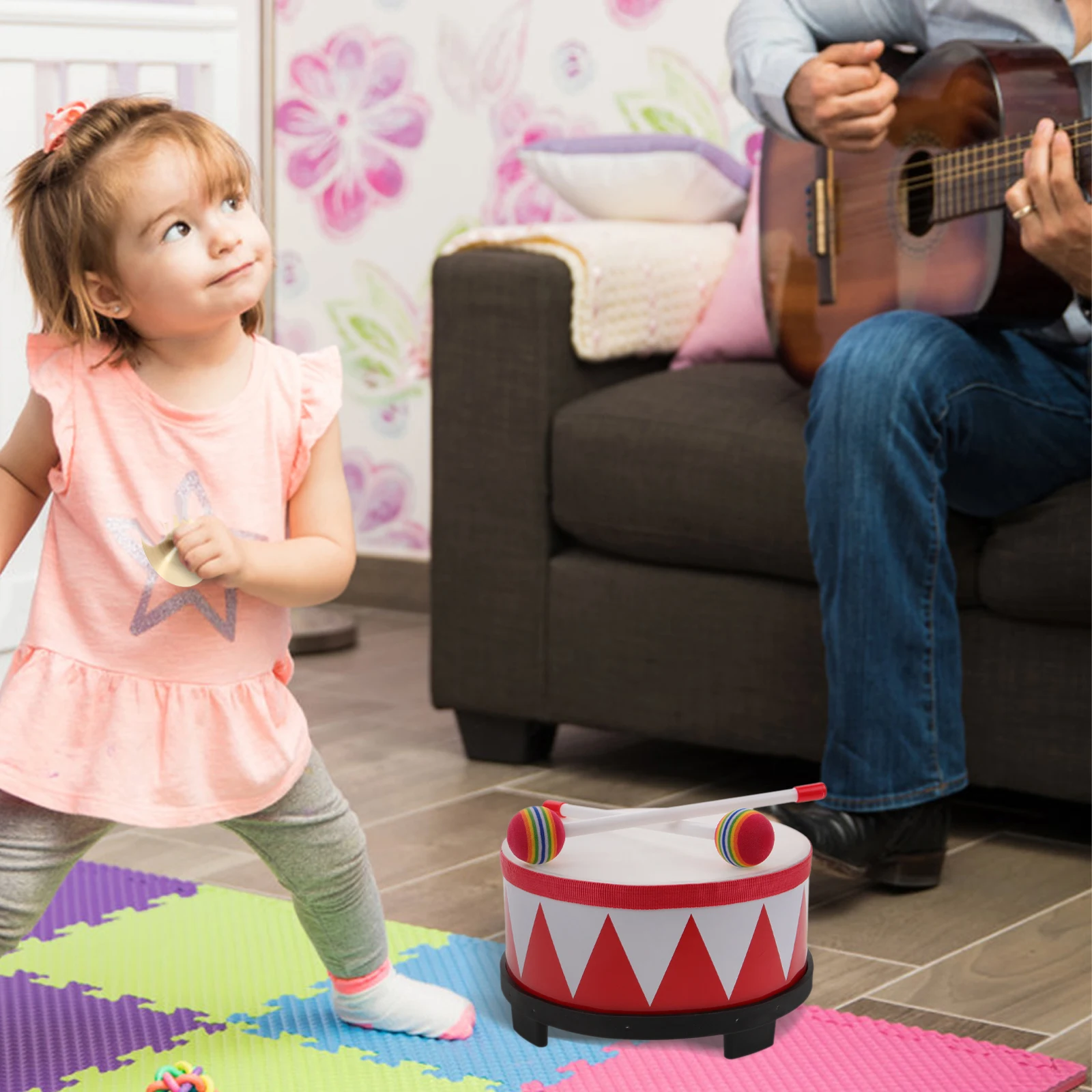 1Set كمين طبل أداة قرع خشبية التعليم المبكر آلة موسيقية مجموعة طبلة خفيفة الوزن المحمولة