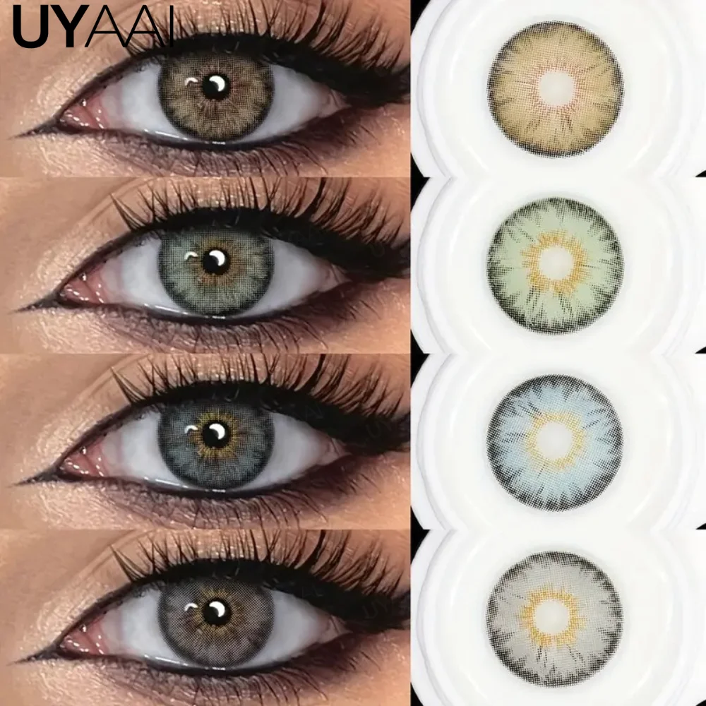 UYAAI Siri 1 par de pupilas coloridas para olhos de cor marrom, olhos de cor verde, cosméticos de contato, lentes de moda naturais para maquiagem