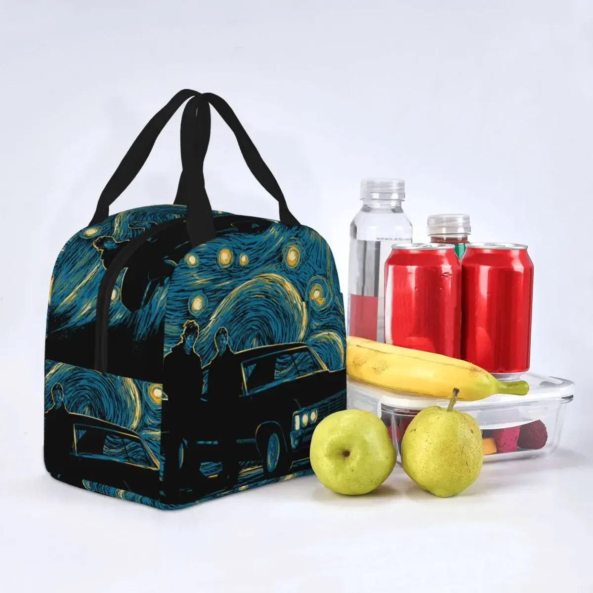 Supernatural Night Insulated Lunch Bags Thermal Bag Lunch Container High Capacity Lunch Box Tote Food Storage Bags Beach Travel