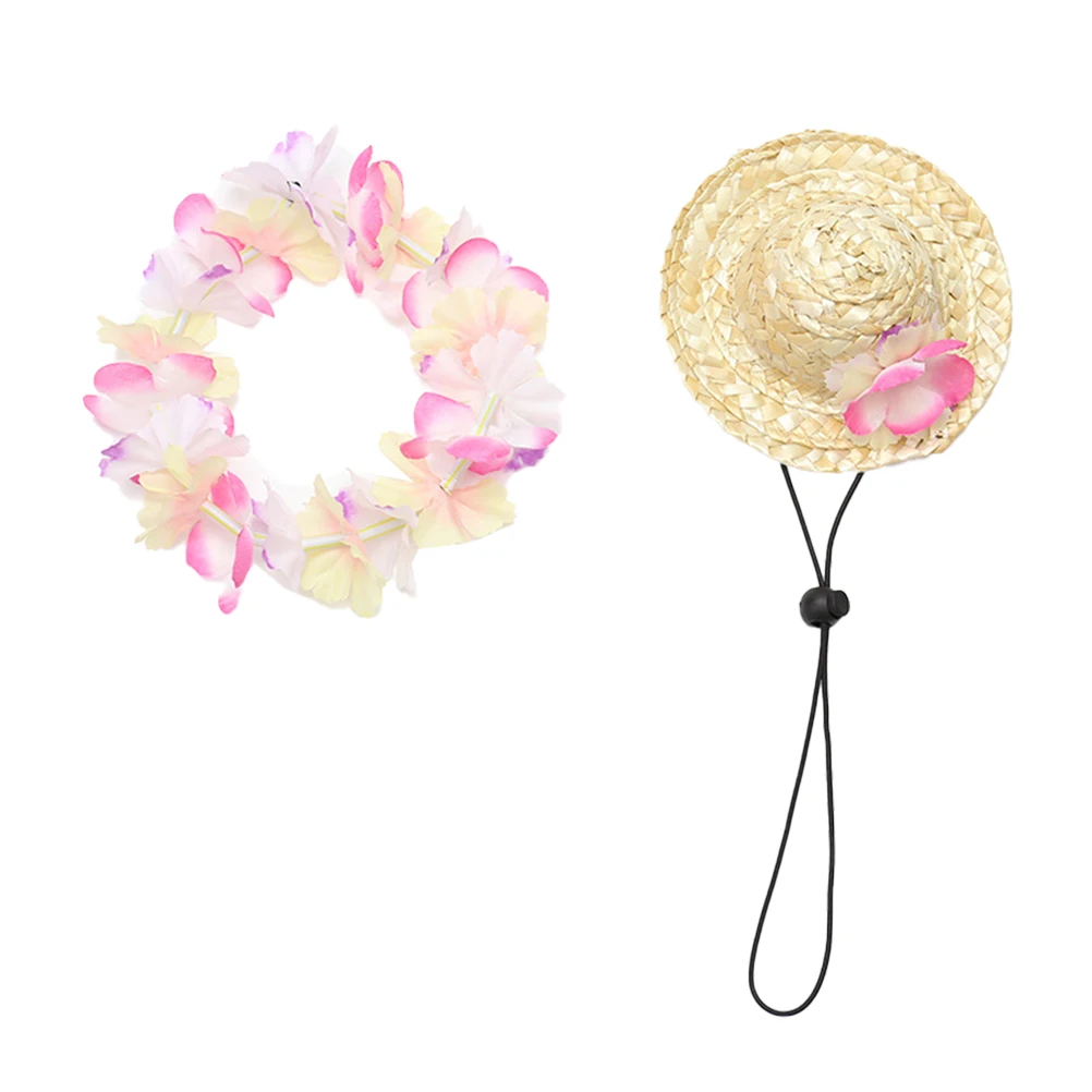 

Pet Vacation Clothing Mini Caps Beach Props Red Dress Adjustable Straps Dog Cat Hat Garland Summer Casual Pet Supplies