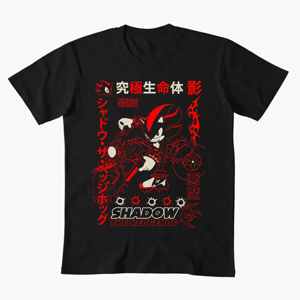 

Made this shadow Sonic The Hedgehog Shadow Character Paint Graphic T-Shirt Y2K clothes Cartoon tee Short Sleeve All size tops
