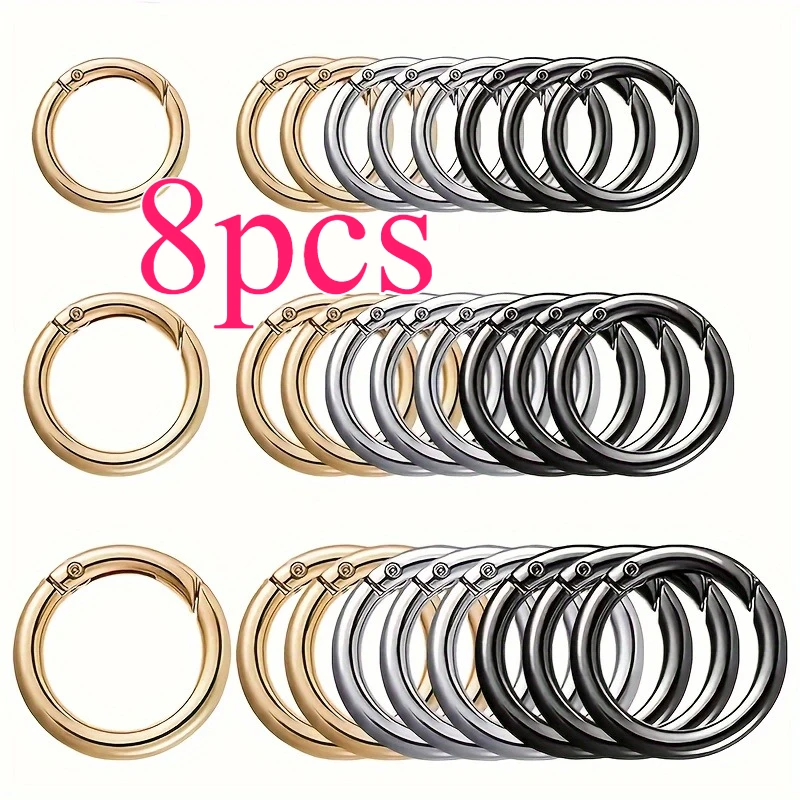 8pcs Spring O-Ring Alloy Clips, Portable Hook Clips Keychain DIY Accessories for Keychains, Bags, Wallets, Handbags,