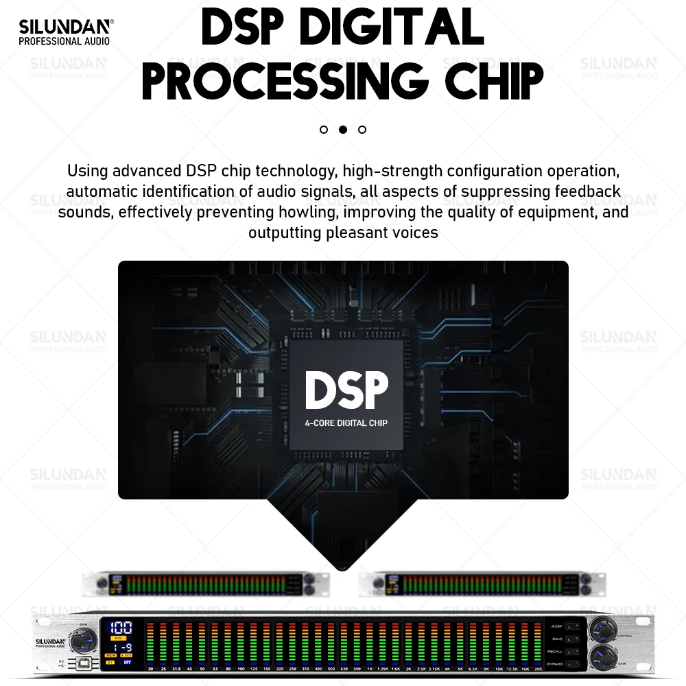Graphic Equalizer 31 Band Balanced Effect Controller DJ Digital Mixer Processor DSP Audio Feedback Eliminator Stage Karaoke KTV