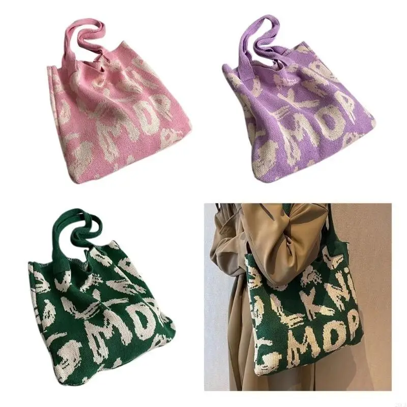 

Fashion Tote Bag Large Capacity Knitted Shoulder Bag Women Handbag Portable Shopping Bag for Traveling, Shopping, Beach 20CA
