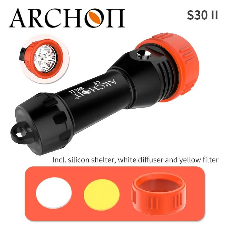 ARCHON S30 II Diving Flashlight Max 3500LM Dive HD Video Search Light Torch Lanterns 26650 Dive light