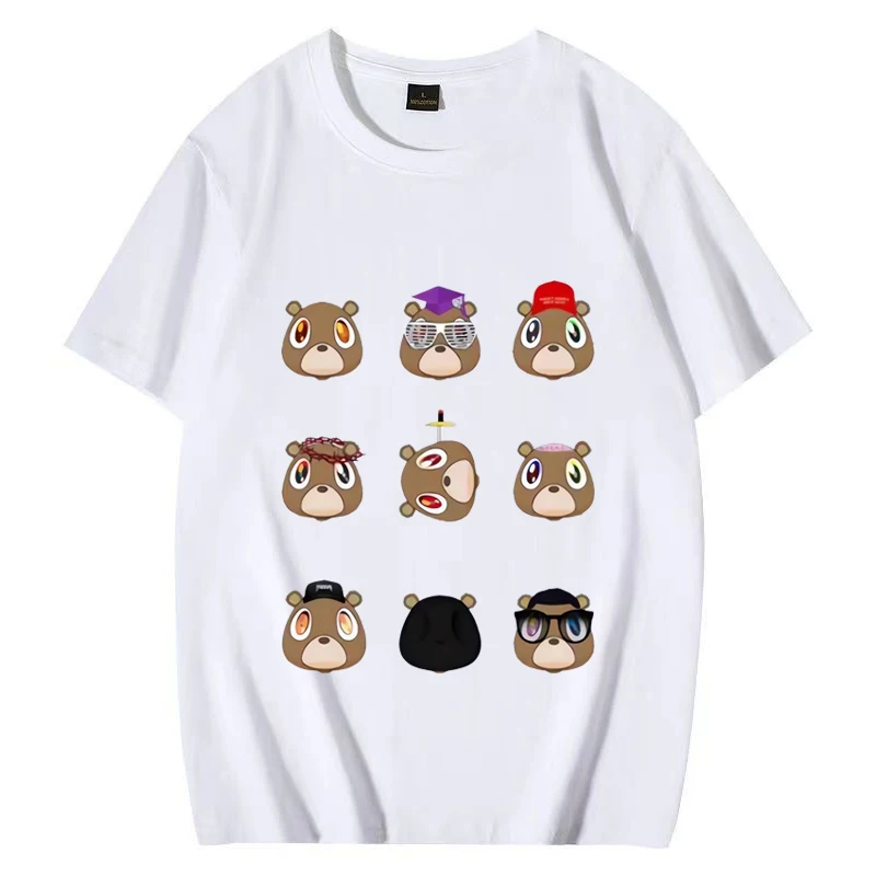 

Funny Kanye West Graduation Bear Graphics T shirt Men Women Fashion Popular streetwear Loose short sleeve Cotton Unisex T-shirts