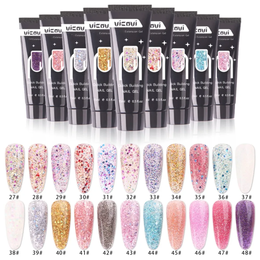 Nagel verlängerung sgel 15ml UV LED Poly Acryl Gel Glitter Pailletten schnell bauen Nagel Gel Französisch Nail Art Bauwerk zeuge #1pc #