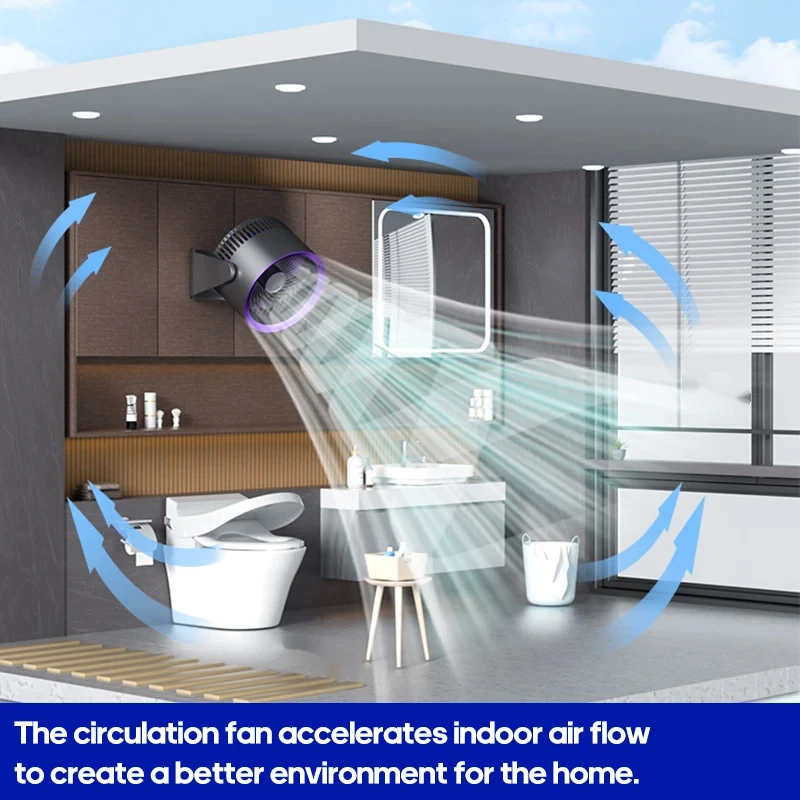 Kipas Pendingin Udara Elektrik Multifungsi, Sirkulasi Udara Nirkabel Portabel untuk Rumah, Ventilator Sunyi, Kipas Langit-langit Dinding Desktop