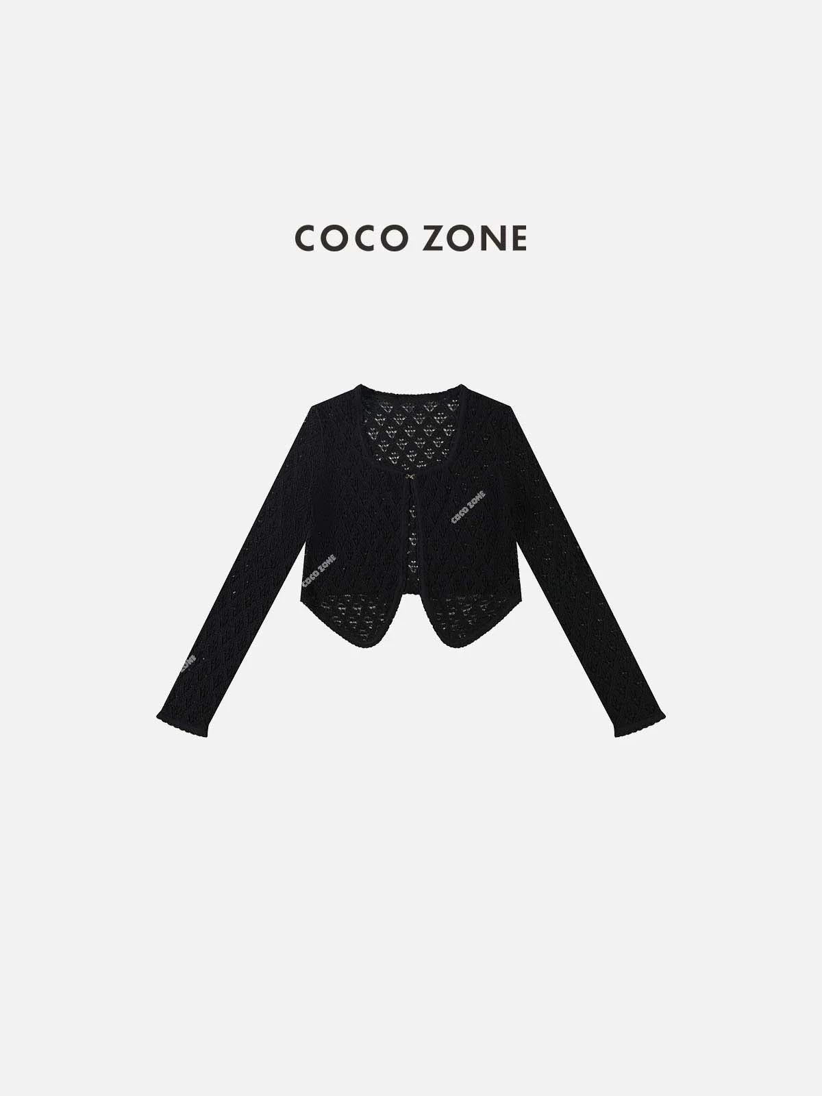 

Модный цветной вязаный кардиган с длинными рукавами и ажурным дизайном, короткая верхняя одежда для весны и осени ZONE Liu 2026