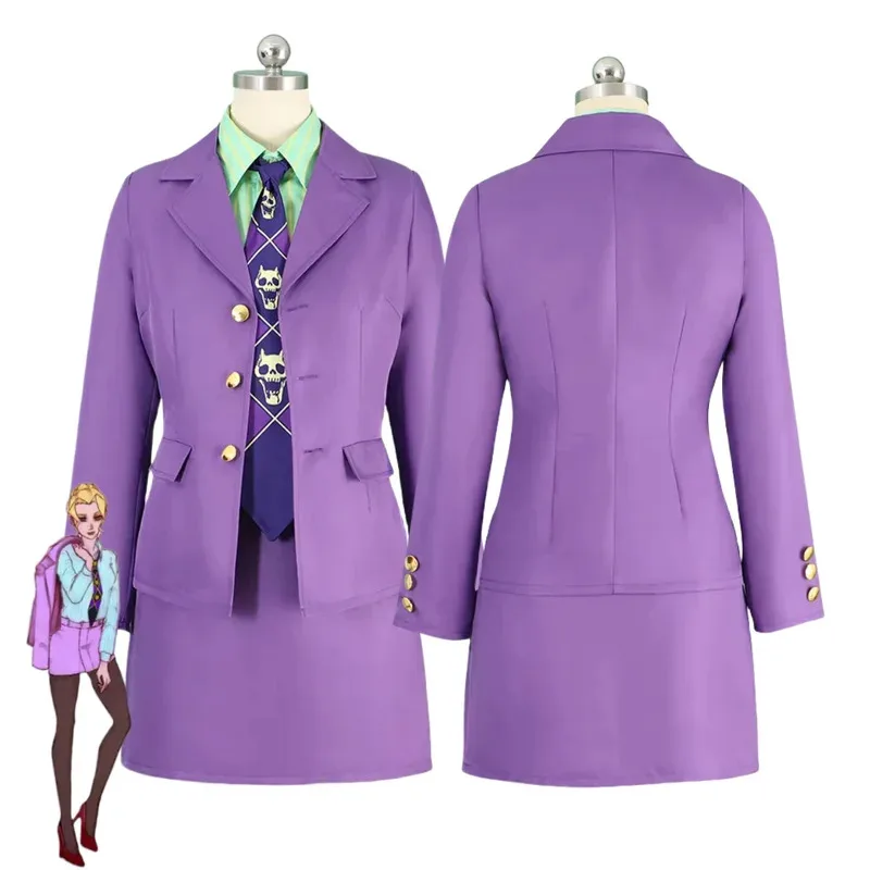 

Аниме JoJo's Bizarre Adventure Kira Yoshikage Косплей Костюм Фиолетовый Стиль Женское Пальто Рубашка Юбка Женский Сексуальный Костюм Для Вечеринки; 2'a,6.