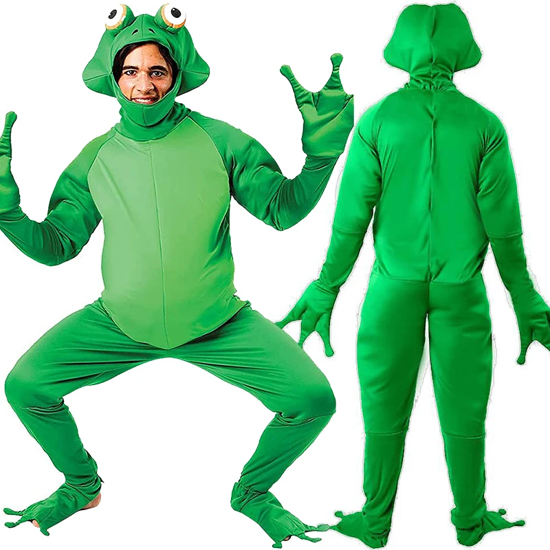 

2025 New Arrival Adult Green Animal Halloween Long Sleeve Jumpsuit Men Frog Costume