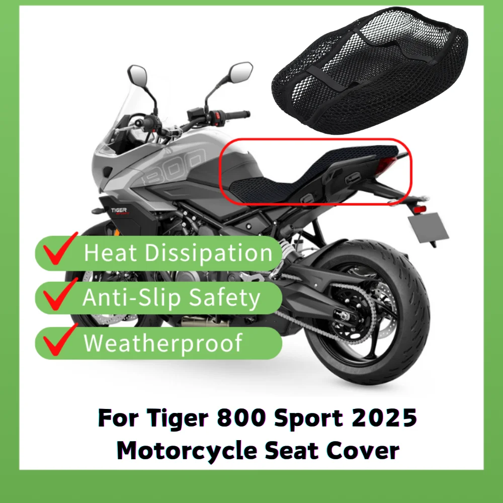 

For Tiger 800 Sport 2025 Motorcycle Seat Cover 3D Airflow Breathable Mesh Cushion Pad Anti Slip Waterproof Mesh Cushion
