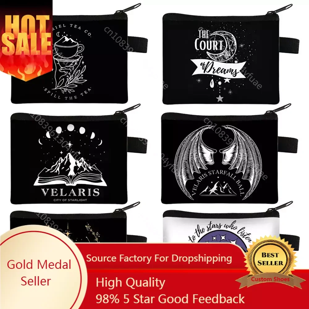 Acotar Velaris Coin Purse Night Court Women Men Wallets SJM City of Starlight Money Coin Bag Credit Card Earphones Holder Purses