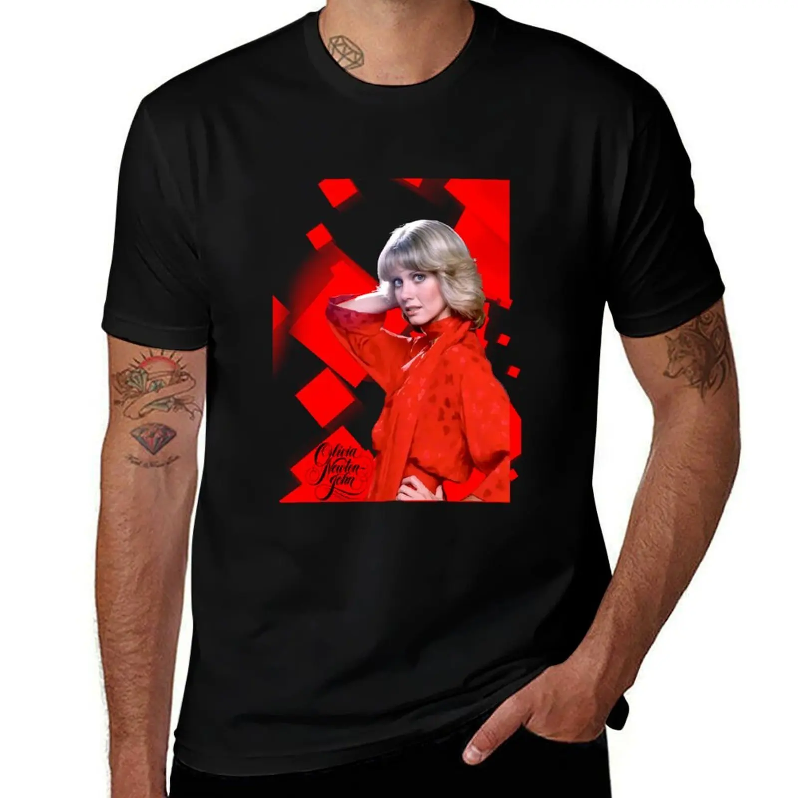 

Funny Gifts Olivia Newton Beautiful Female Singer John Retro Vintage T-Shirt cotton tshirt 100% T-Shirt