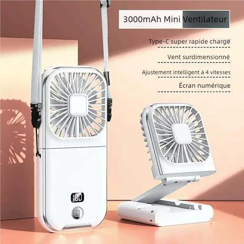 Ventilateur de cou suspendu pliable, refroidissement de bureau, Mini ventilateur USB portatif, silencieux, pour Camping, refroidisseur d'air pour le sport