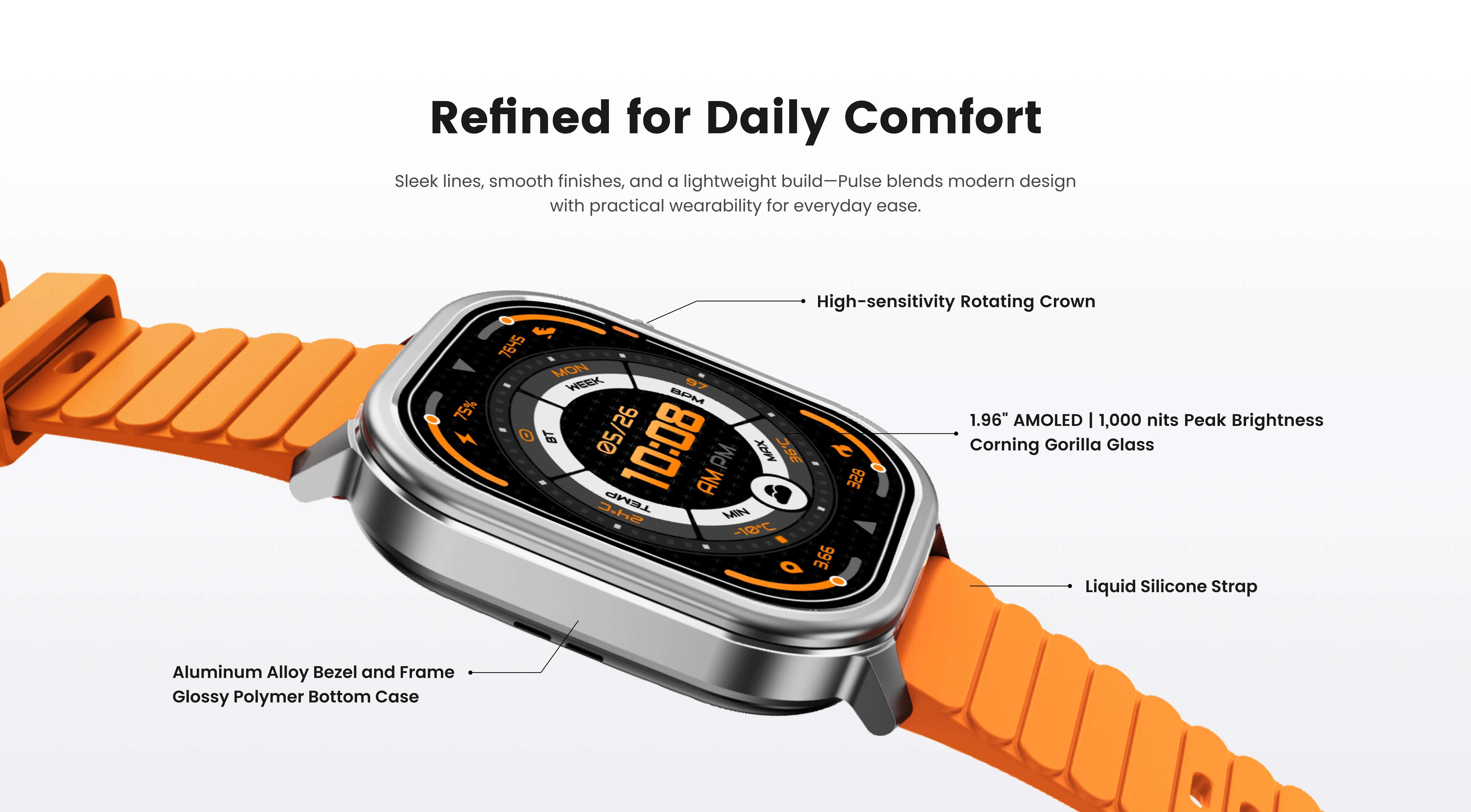 2025 KOSPET PULSE Herren- und Damen-Smartwatch, IP68, wasserdicht, BT-Anruf, 180 Freestyle-Trainingsmodi, genaue Gesundheits-Fitnessüberwachung – Detail 3