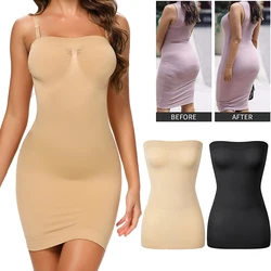 Seamless Slips For Women Off Shoulder Under Dress High Waist Shapewear Dresses Tummy Control Skirt Body Shaping Smoother