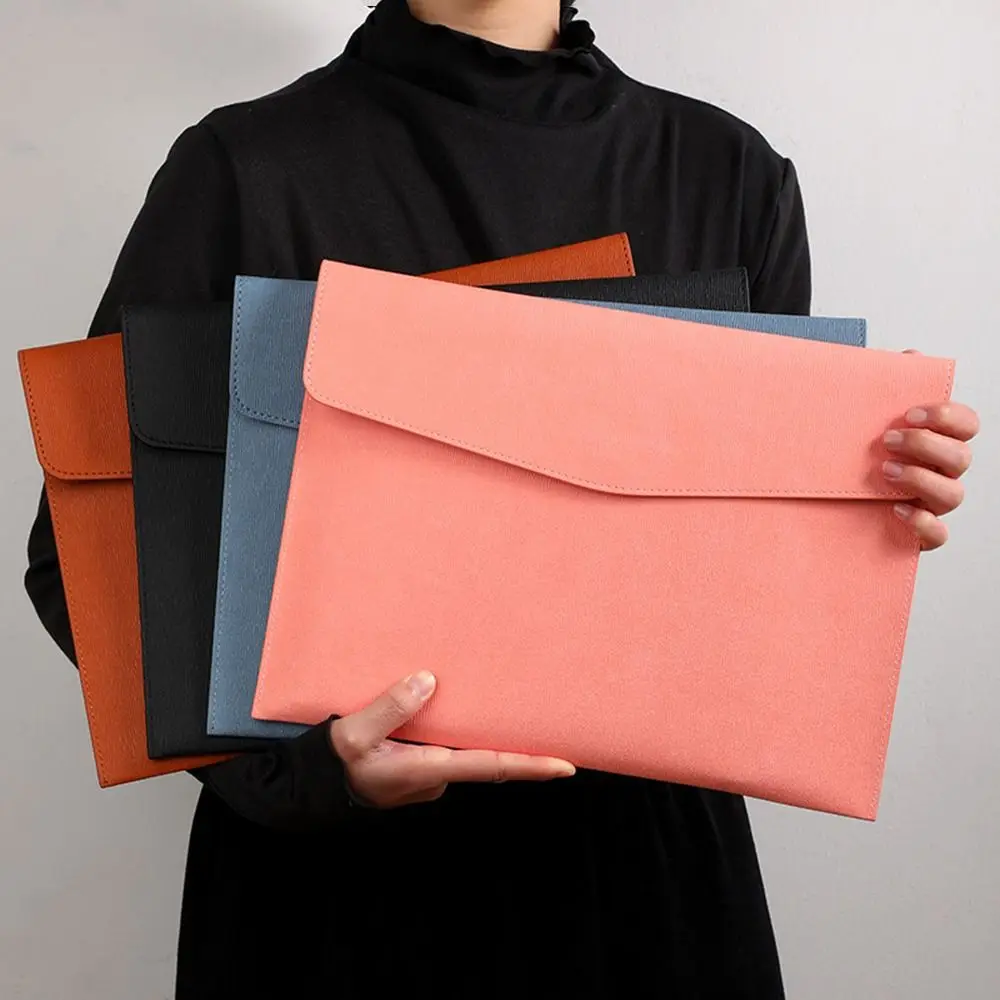 

Large Capacity Faux Leather Document Bag Four-colour Wear-resistant Business Information Bag Simple Portable A4 File Storage Bag