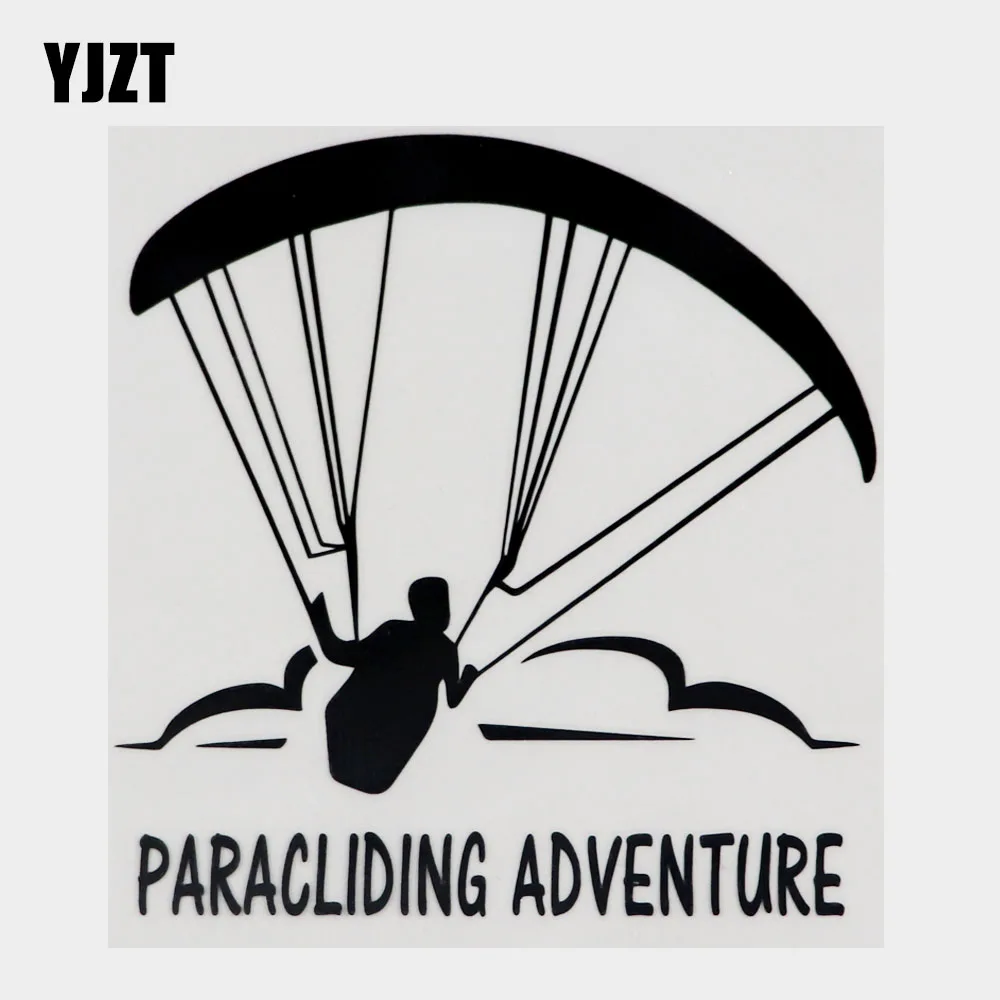 YJZT 13.2CM×13.7CM Car Sticker Paragliding Adventure Extreme Sports Vinyl Decal Black/Silver 8A-1445