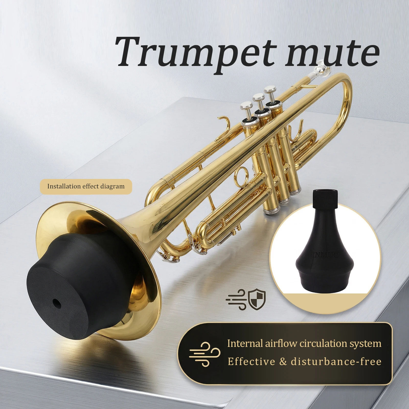 

Бесшумный глушитель для тромпета, алюминиевый прямой глушитель для тромпета Bb, тихий латунный глушитель для начинающих студентов и оркестров