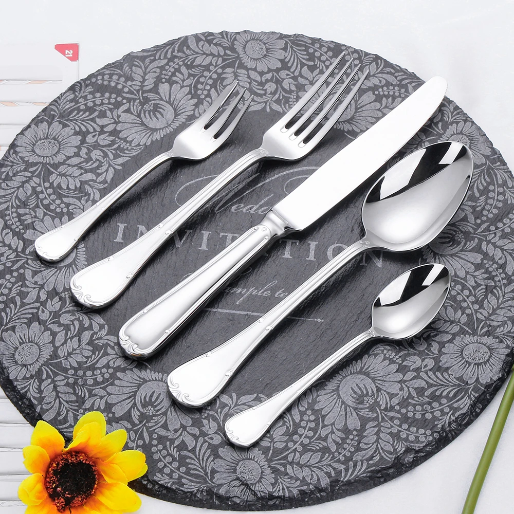 5/10/15/20pcs Sliver Cutlery Gold Plated Western Tableware Stainless Steel Dinner Set Mirror Knife Fork Spoon Dishwasher Safe