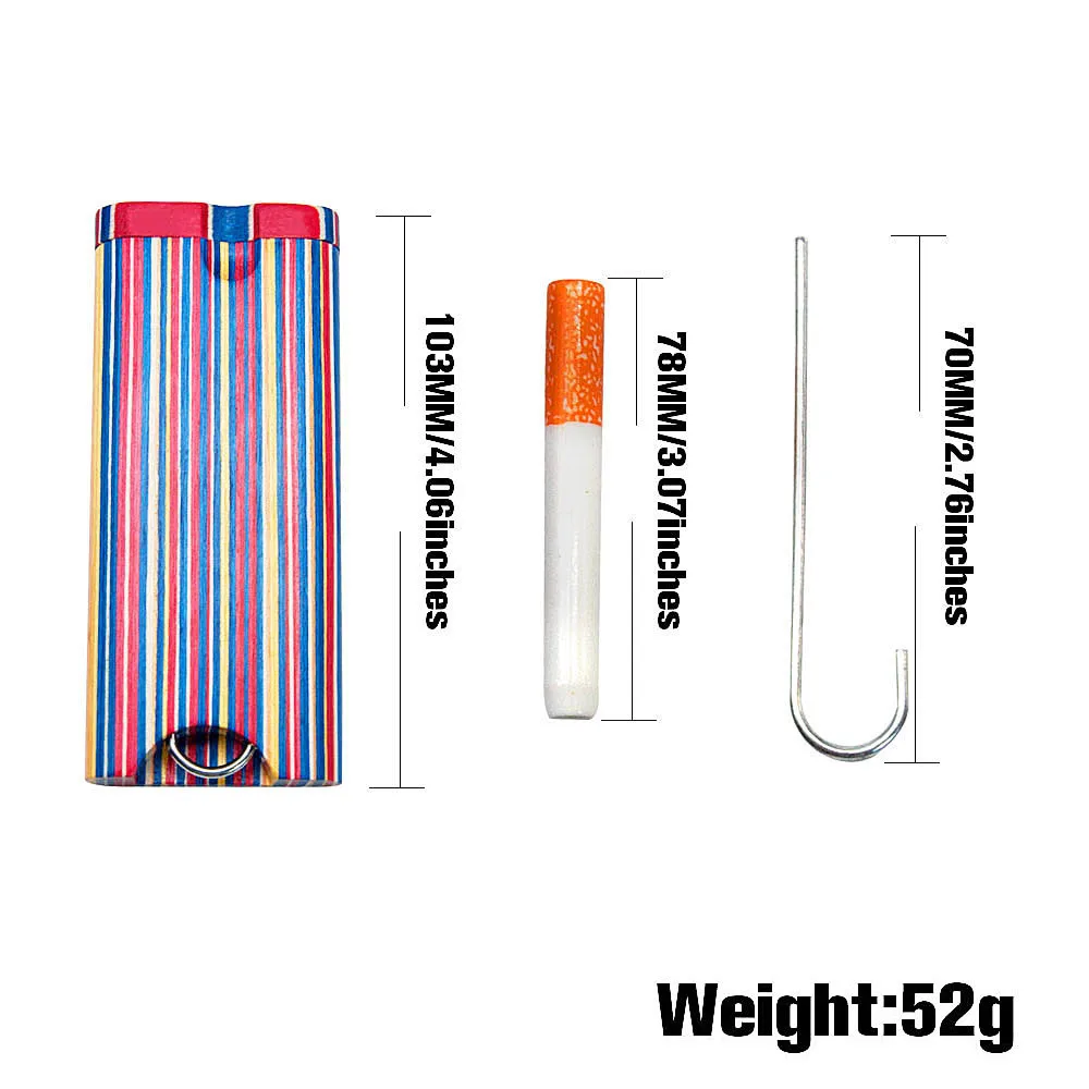 صندوق سجائر أنبوب التبغ الخشبي مع فلتر سيراميك تصميم مرسومة يدويًا خطاف تنظيف وصندوق هدايا للبالغين 10.3 × 4.6 سم #5