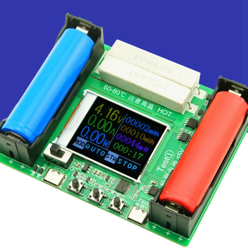 ABGR-5V 18650 display lcd módulo detector de testador de capacidade da bateria de lítio com função de descarga de carregamento porta tipo-c