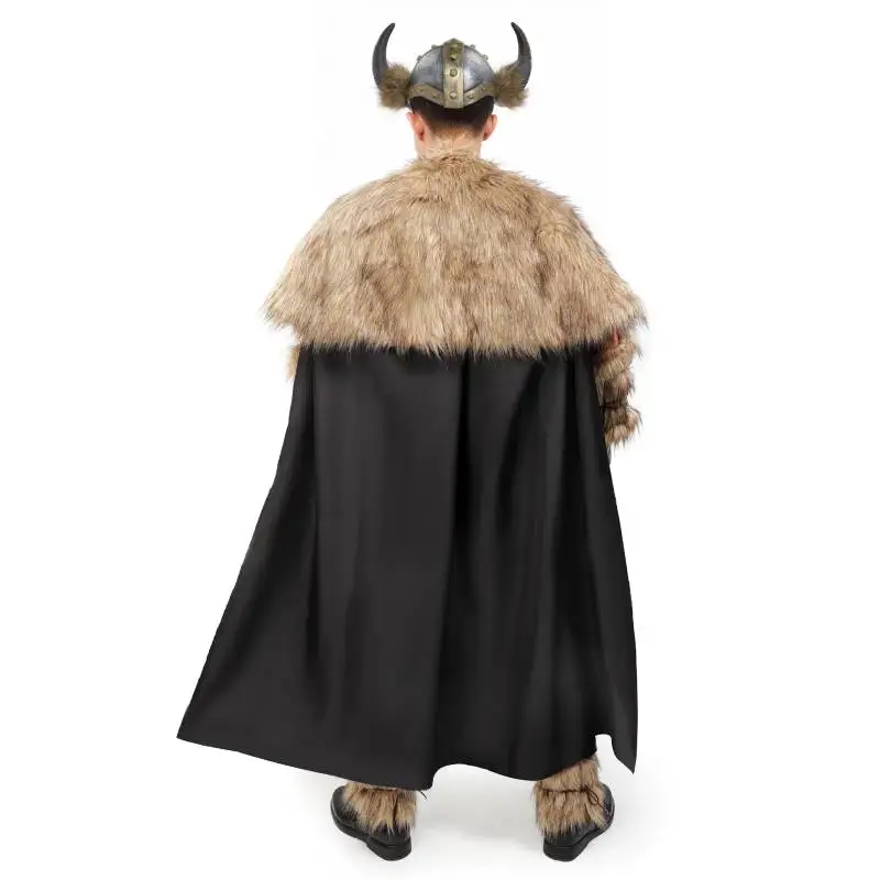 

DAZCOS Medieval Cape Shoulder Wrap Shawl Shrug Eskimo Cosplay Collar with Belt Viking Artificial Fur Shawl Barbarian Fur Collar