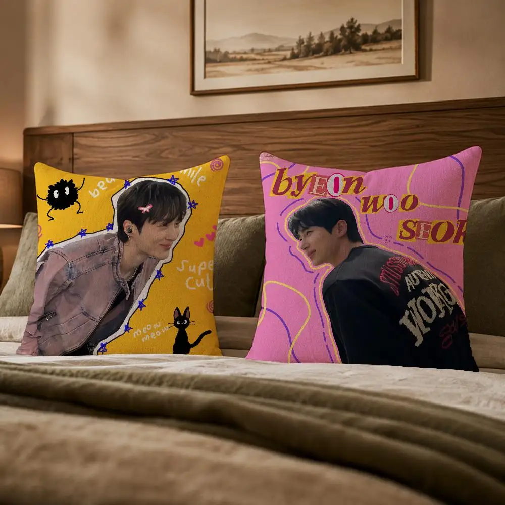 Famous Actor B-Byeon Woo-seokS Cushion Cover Ultra Soft Throw Pillow Cover Skin Friendly for Sofa Bed Home Decor Gift