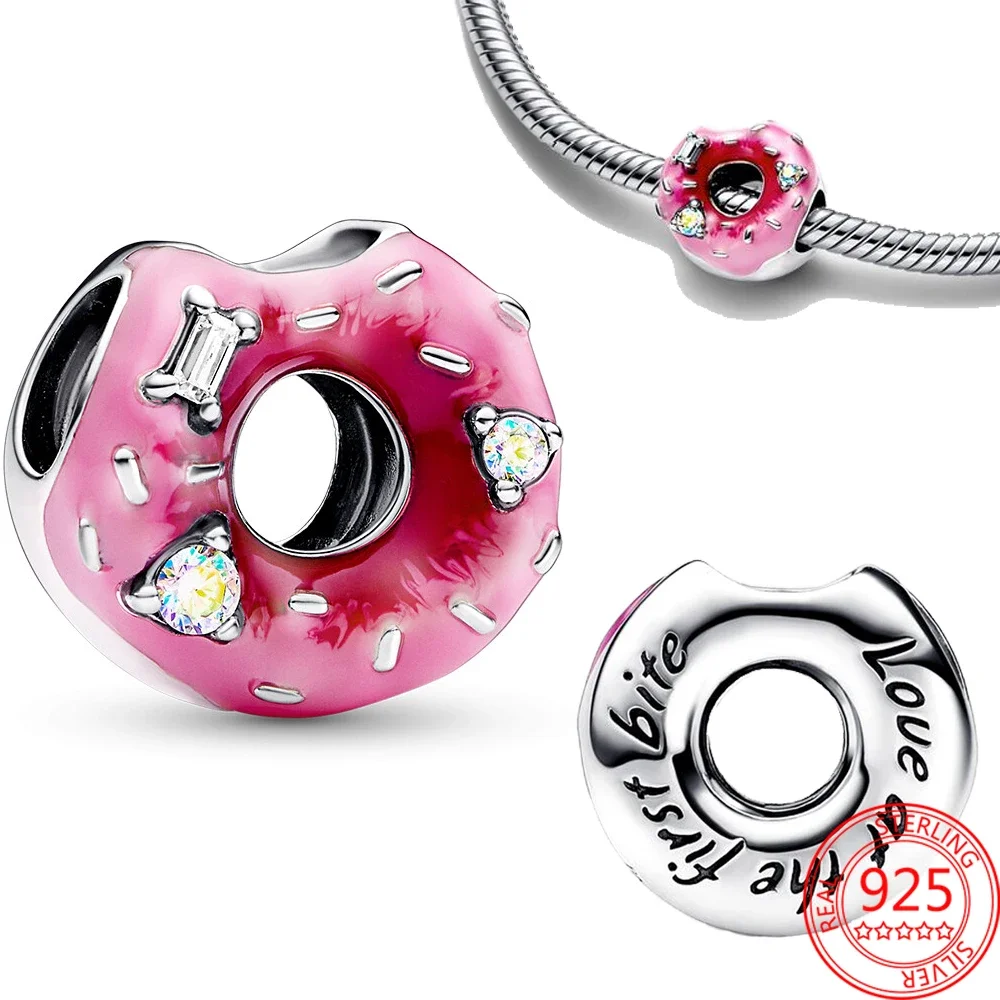 Cute 925 Sterling Silver Donut Popsicle Gold Daisy Chocolate Gift Box Dangle Charm Fit Bracelet Necklaces DIY Murano Glass Beads