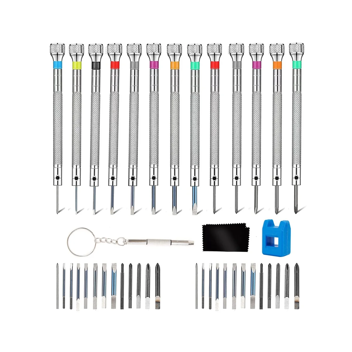 13 Pieces Watch Screwdriver Set-Jewelers Screwdriver Set -with 26 Extra Pieces of Screwdriver Bits Tools for Watchmakers