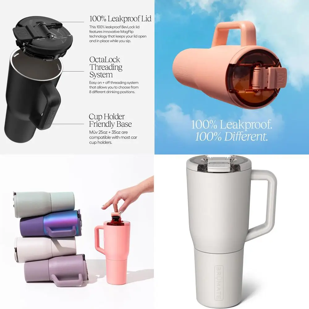 

100% герметичная термокружка из нержавеющей стали на 35 унций с ручкой и крышкой