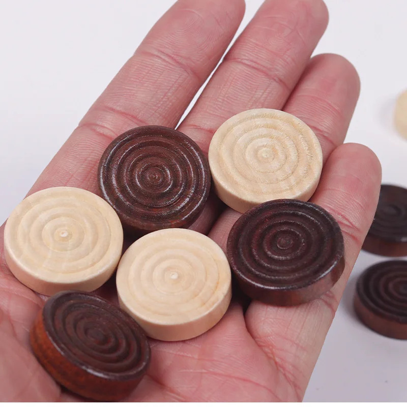 24Pcs set of checkers wood Wooden Round Checkers Pieces For Backgammon Chess Game Accessories