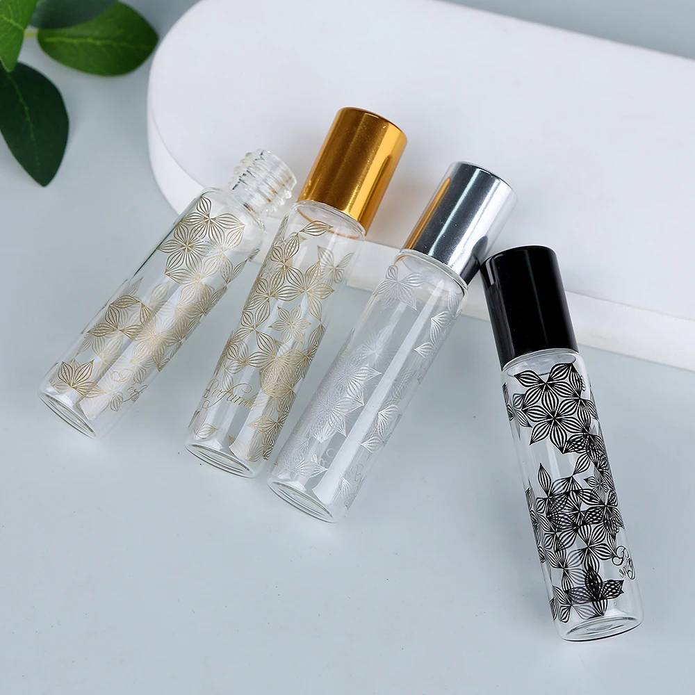 

10ml 20/30/50/100Pcs Flower Printing Glass Perfume Bottles Refillable Roll-On Perfume Bottles Portable Roller Bottles